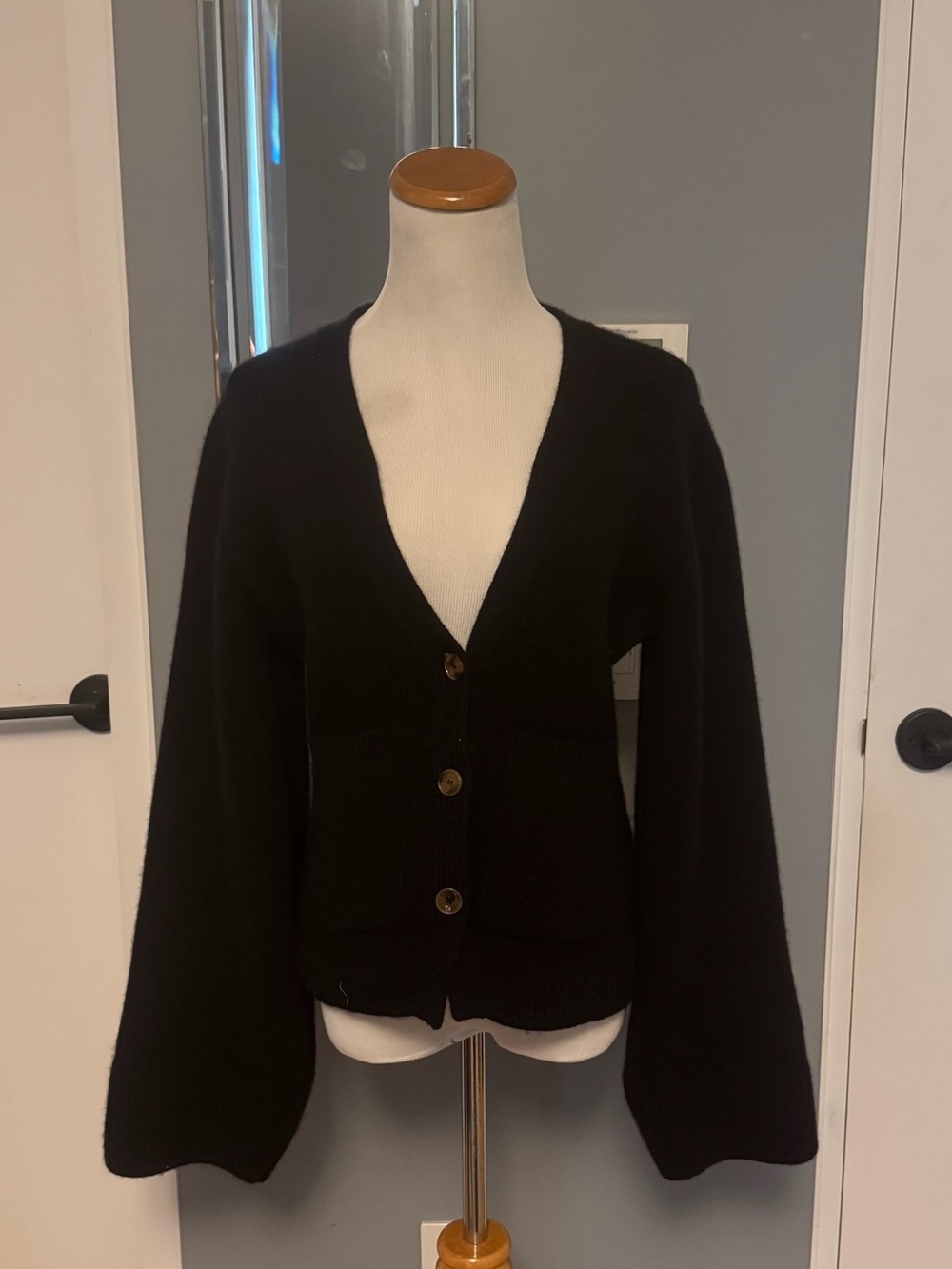Khaite Scarlet Black Button Sweater Cardigan S
